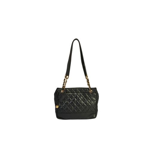 Chanel Vintage Black Quilted Zipper Tote~P77618201