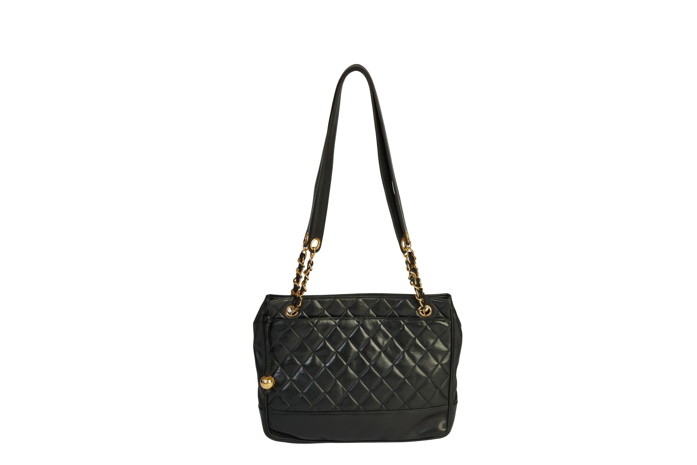 Chanel Vintage Black Quilted Zipper Tote~P77618201