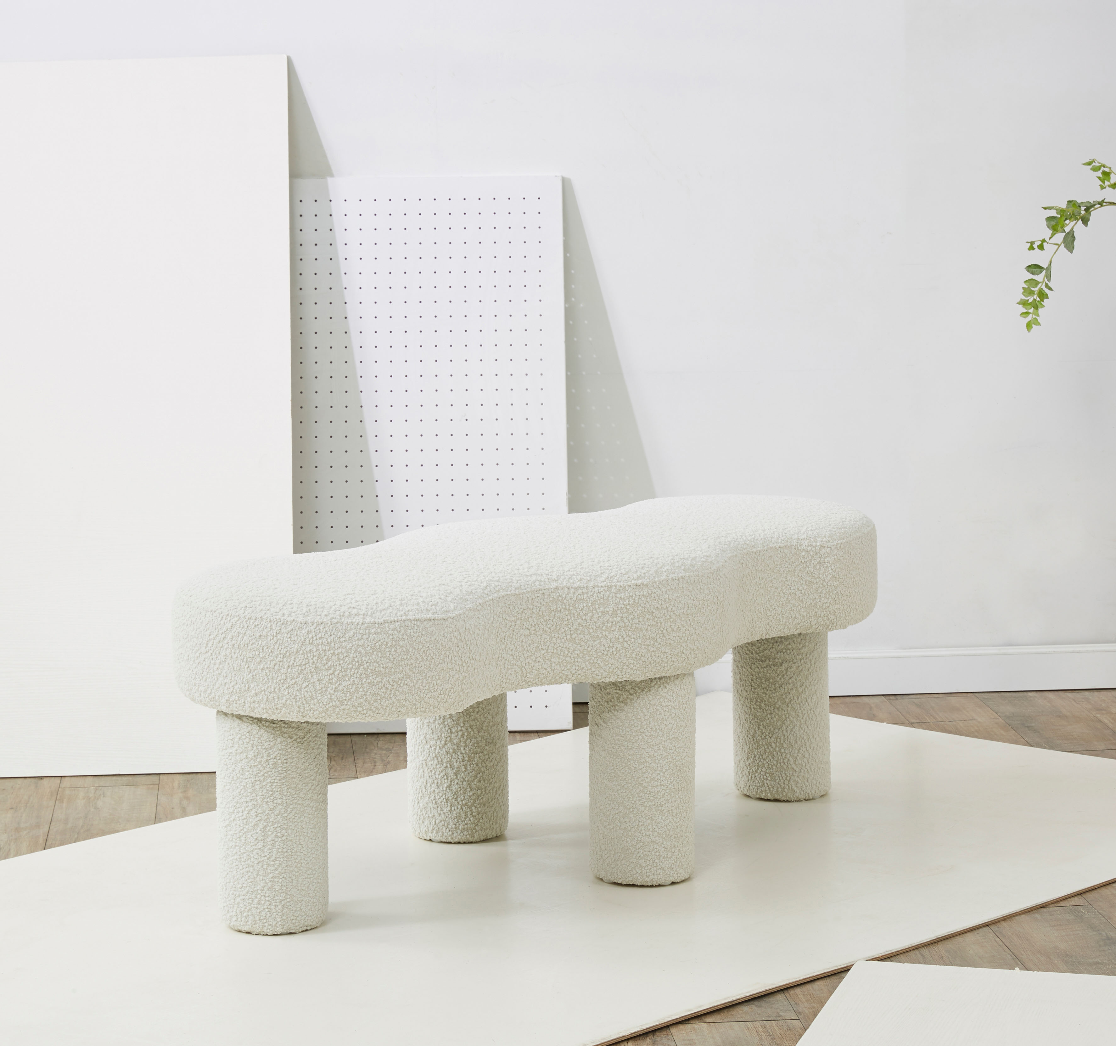 Shesha Boucle Bench, Ivory | One Kings Lane Shesha Boucle Bench, Ivory | One Kings Lane