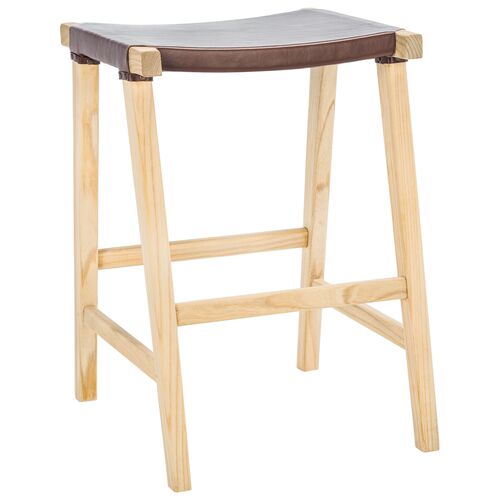 Josephine Backless Rectangular Counter Stool w/ Leather Sling Seat Josephine Backless Rectangular Counter Stool w/ Leather Sling Seat