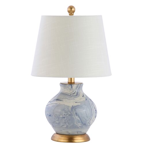 Tressara Ceramic Table Lamp, Blue/White
