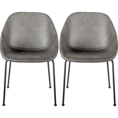 S/2 Ryan Side Chairs, Dark Grey~P77641973