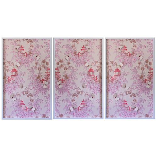 Dawn Wolfe, Pink Pagoda Vintage Wallpaper Triptych~P77571773