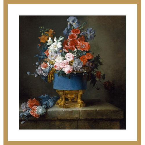Bouquet of Flowers in a Blue Porcelain Vase by Anne Vallayer-Coster Print Bouquet of Flowers in a Blue Porcelain Vase by Anne Vallayer-Coster Print
