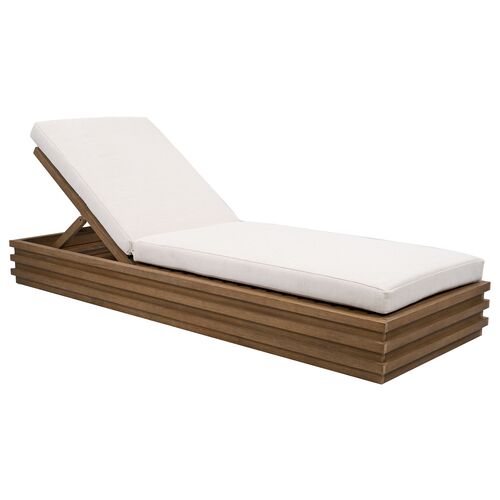Galadriel Outdoor Eucalyptus Chaise Lounge, Natural/Beige