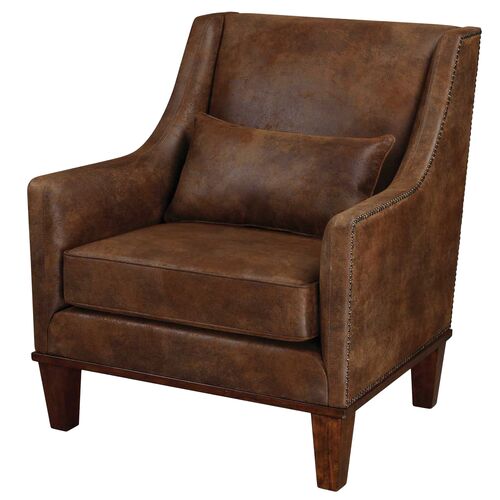 Jasper Leather Club Chair, Brown