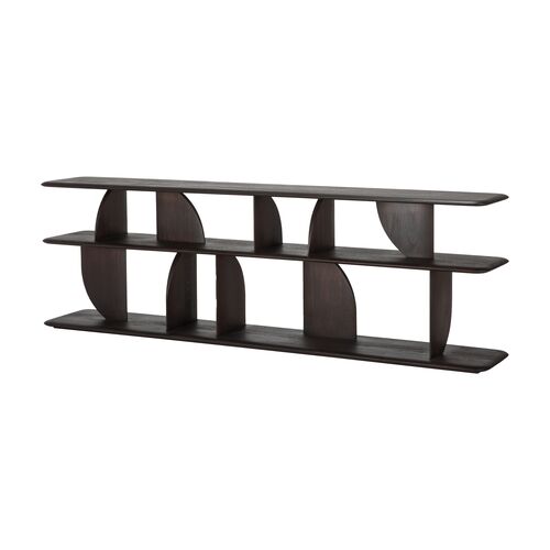 Geometric Sofa Console, Teak Brown