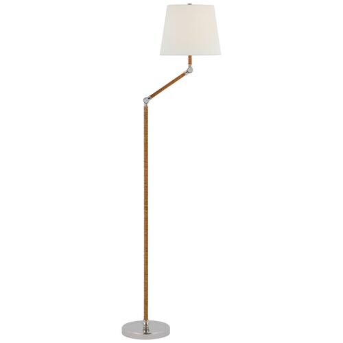 Basden Bridge Arm Floor Lamp, Polished Nickel and Natural Rattan Basden Bridge Arm Floor Lamp, Polished Nickel and Natural Rattan