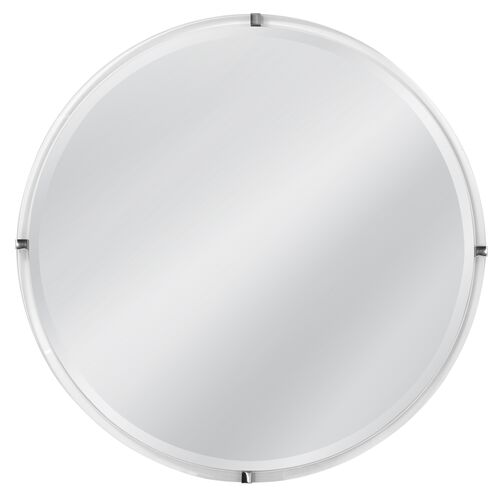 Vanessa Round Acrylic Wall Mirror, Brushed Nickel