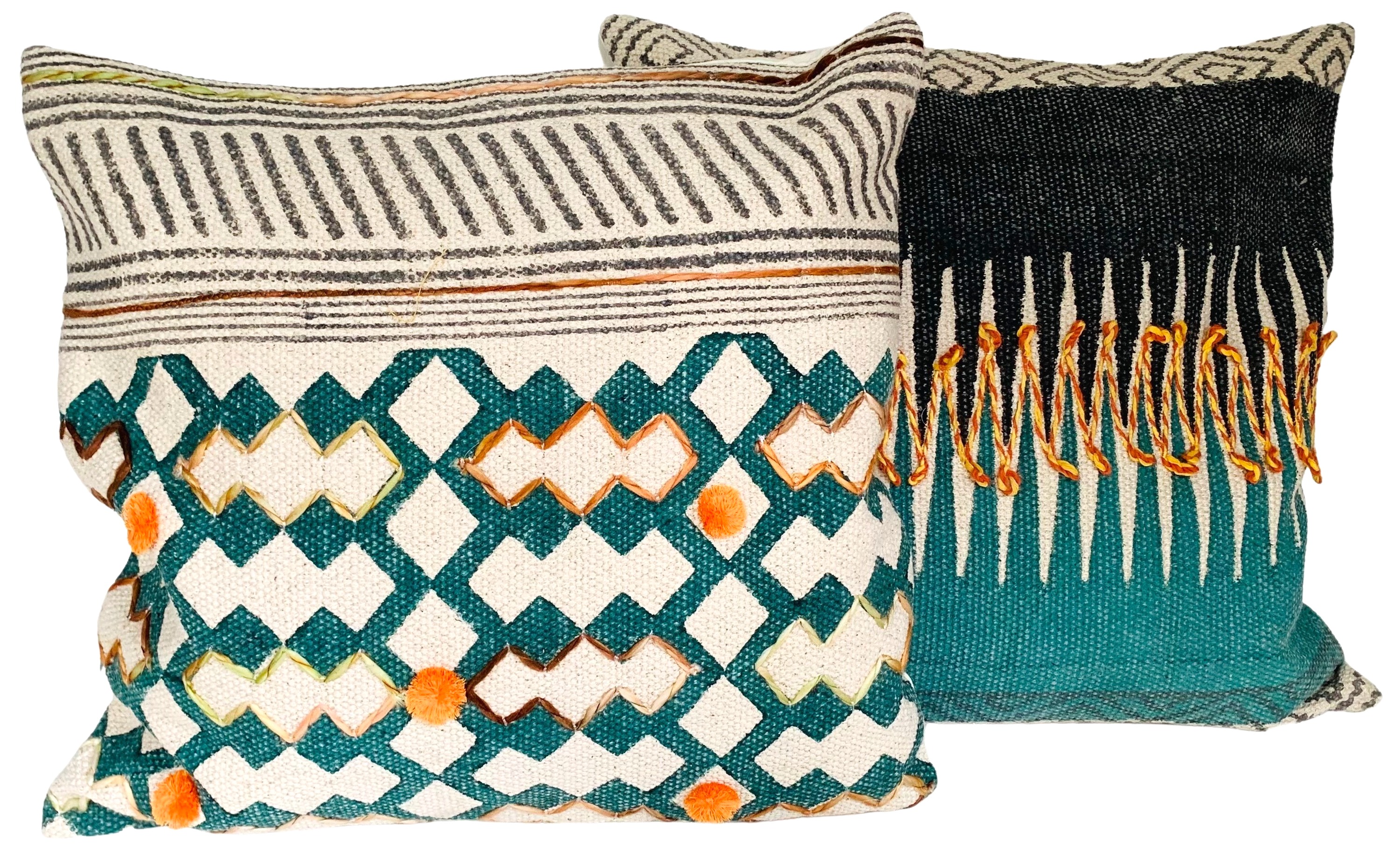 Indian Hand-Printed Pillows, Pair~P77661296
