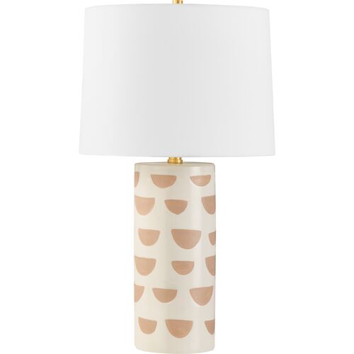 Minnie Column Table Lamp, Satin White/Beige~P111126194