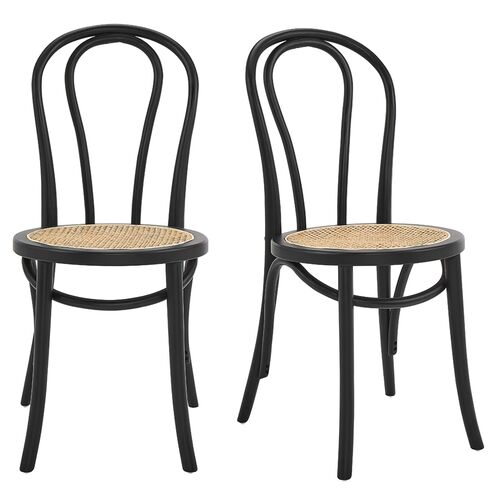 S/2 Nico Side Chairs, Matte Black~P77629300