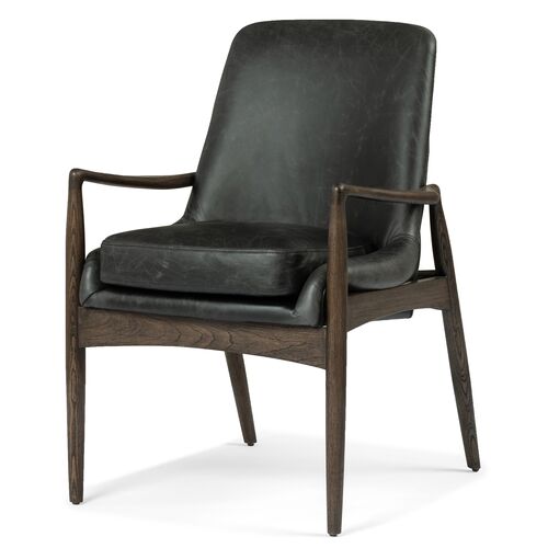 Lauren Arm Chair, Smoke Leather~P77595429