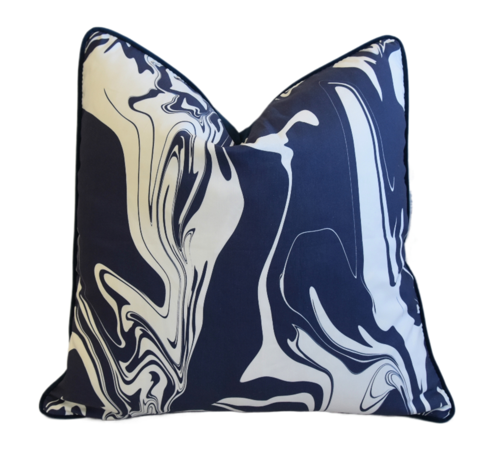 Blue & White Marbleized Swirl Pillow~P77698198