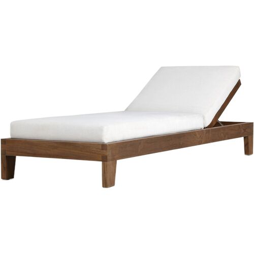 Gregory Outdoor Teak Chaise, Alessi Linen