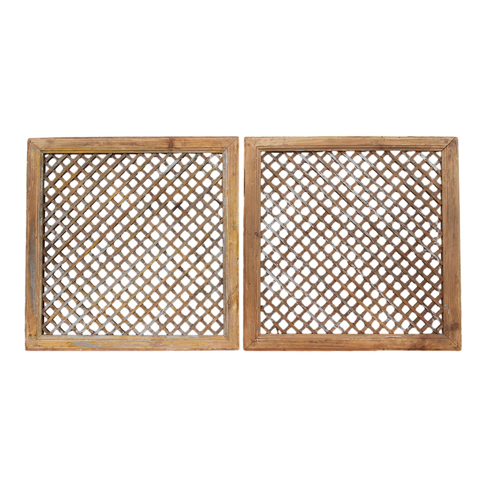 Pair of Antique Wooden Lattice Panels Pair of Antique Wooden Lattice Panels~P77665375