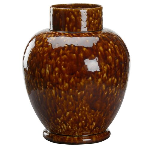 Tortoise Ceramic Vase, Brown
