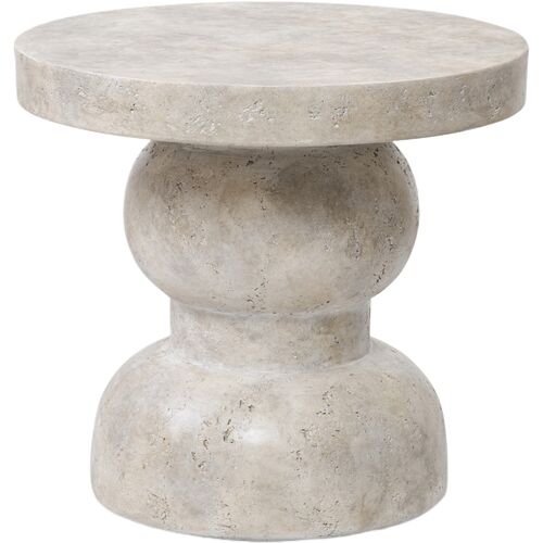Rivero Concrete Outdoor End Table, Aged Fog