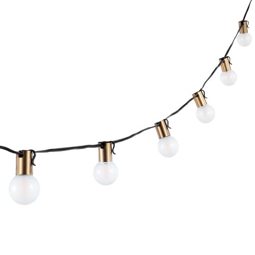 Drakena LED 10-Light Outdoor String Lights, Brass/Black