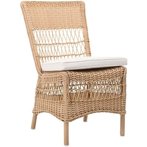 Marie Outdoor Dining Side Chair, Natural/White