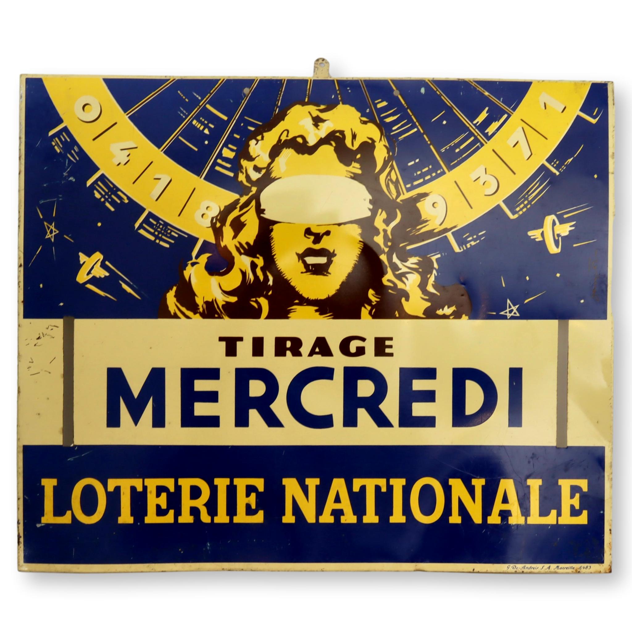 Vintage French Tin Lottery Sign~P77658690