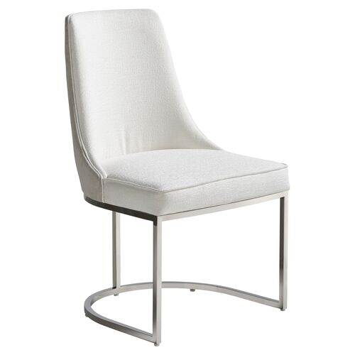 Brooke Crypton Dining Chair, White/Silver~P77633926