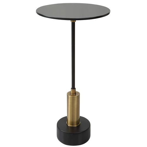 Matthieu Marble Accent Table, Black/Brass