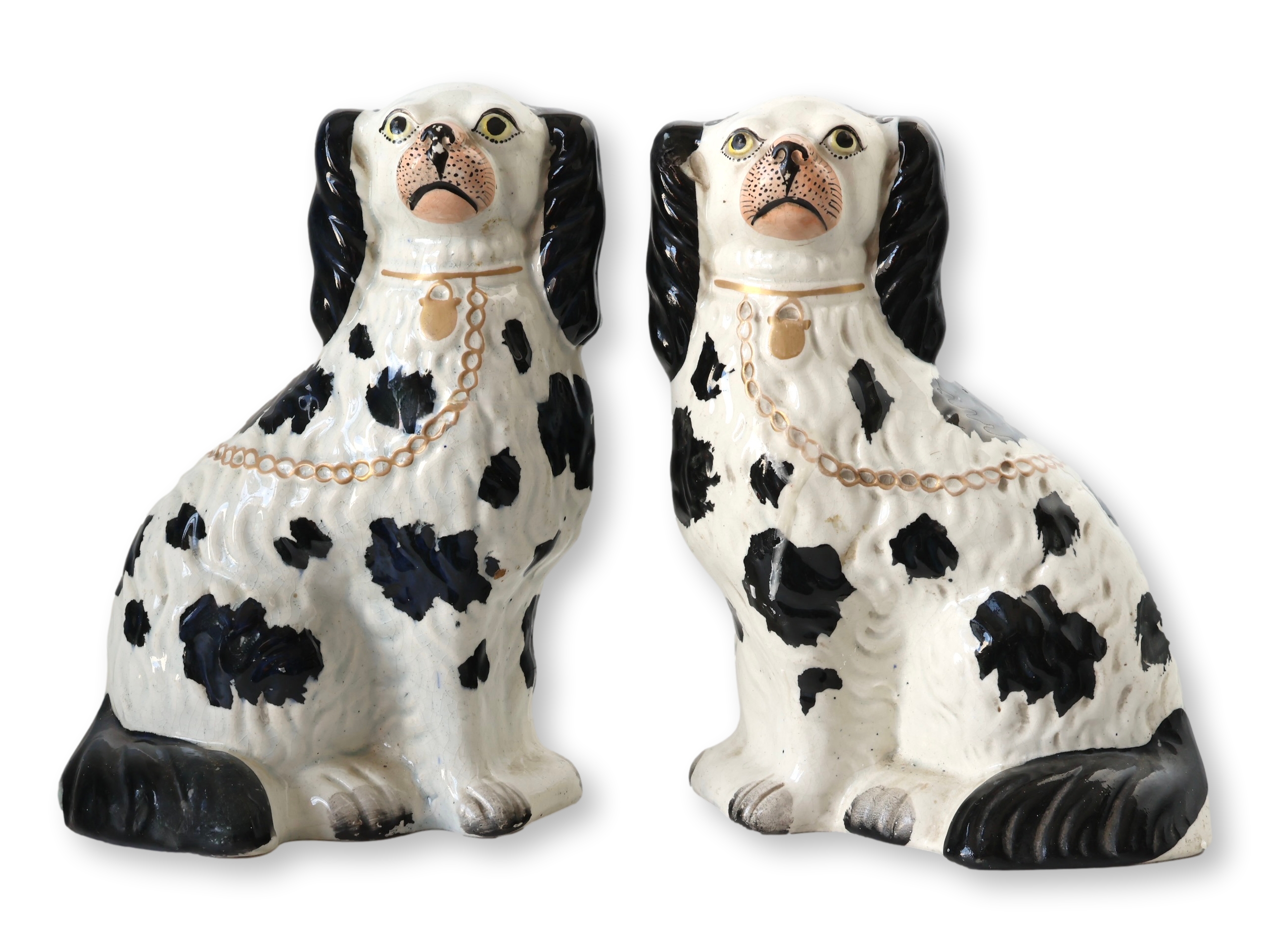 Antique Staffordshire Disraeli Spaniels~P77718609