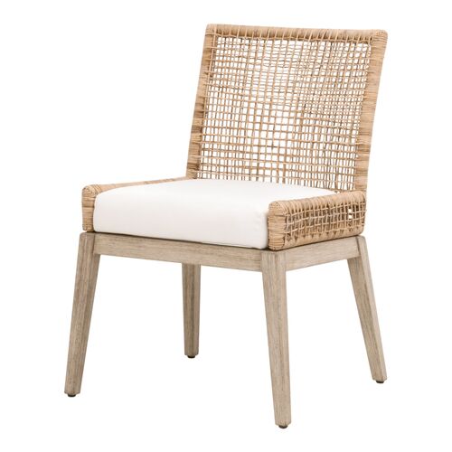 S/2 Rhilan Mahogany/Rattan Dining Chairs, Natural/Pearl
