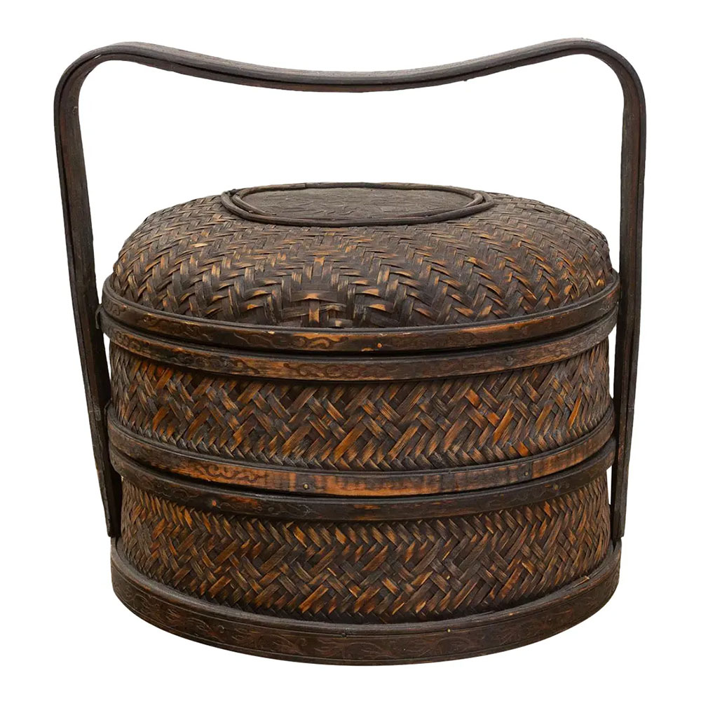 Rustic Antique Chinese Rattan Basket~P77728969
