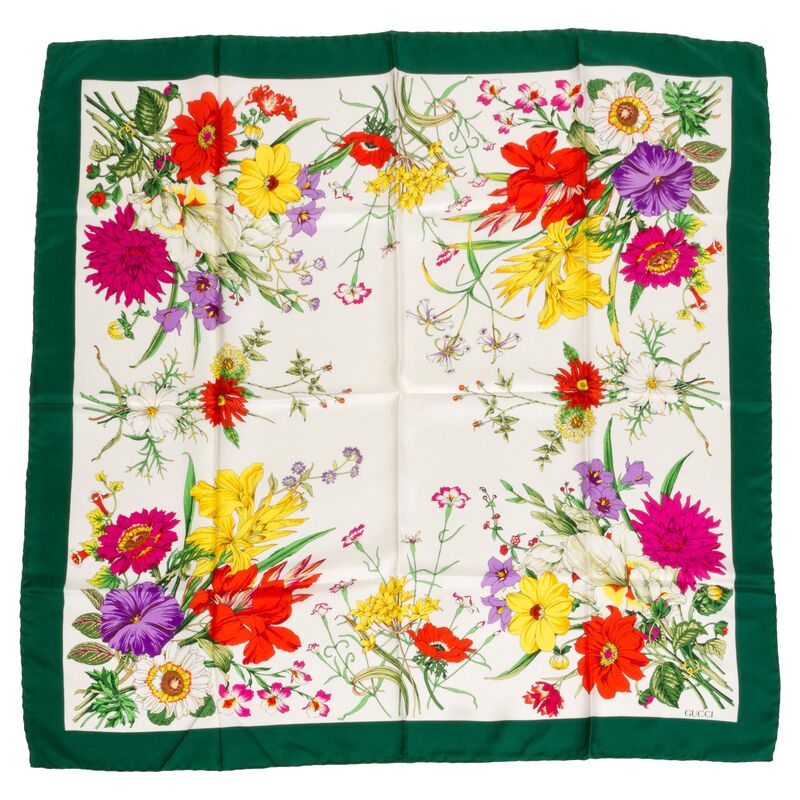 Vintage Lux - Gucci Hunter Green Floral Scarf | One Kings Lane