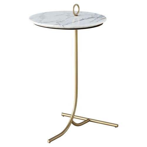 Tranquility  White Carrara Accent Table, Soft Gold~P111111764