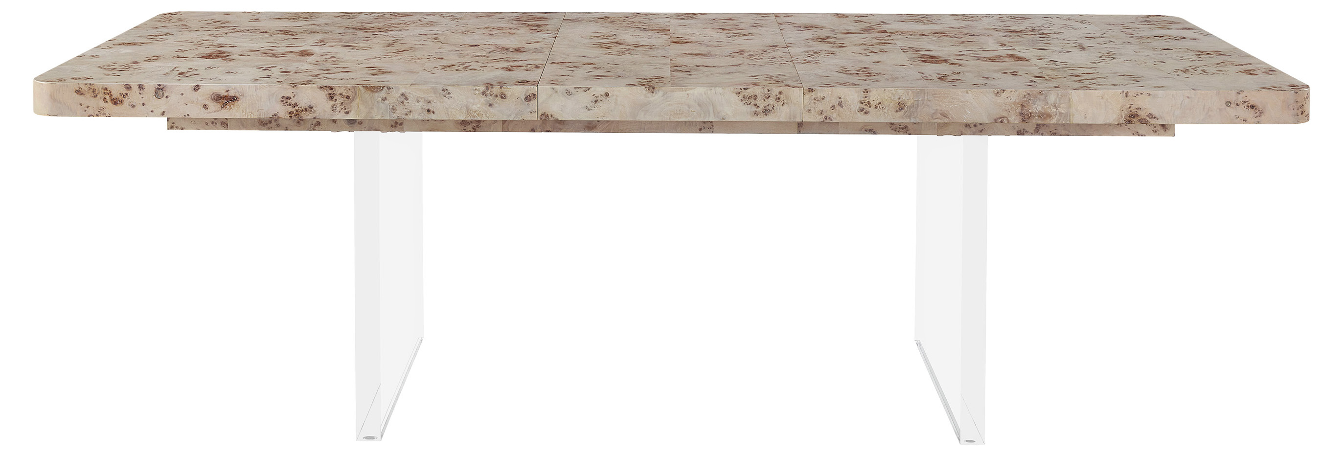 Tranquility Extension Dining Table, Mappa Burl/Acrylic