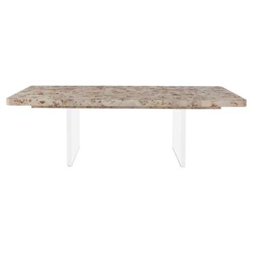 Tranquility Extension Dining Table, Mappa Burl/Acrylic~P111111756