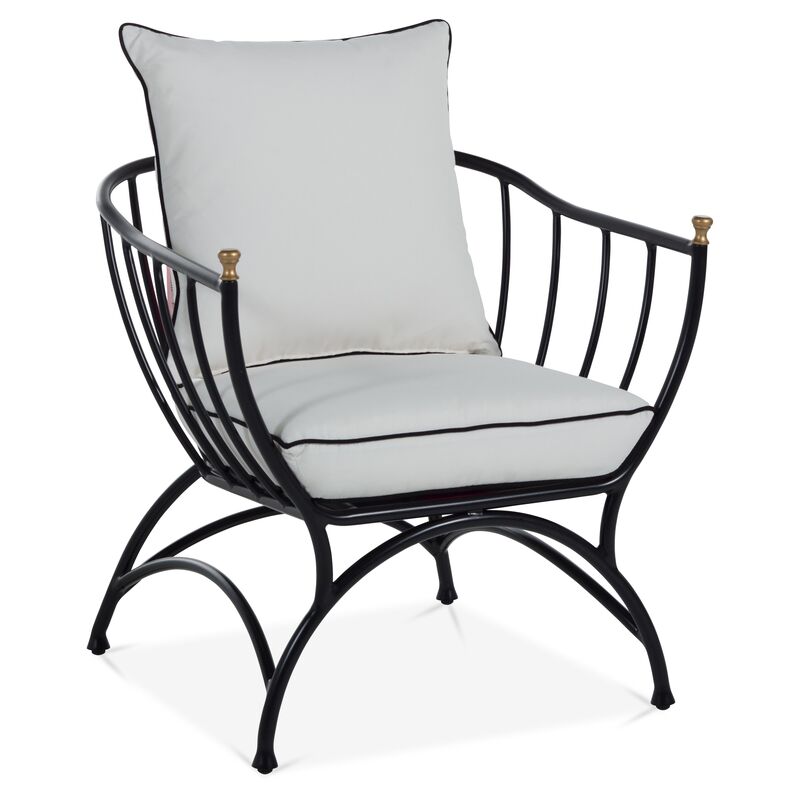 Frances Accent Chair, White/Black Welt