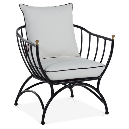 Frances Accent Chair, White/Black Welt~P77418840