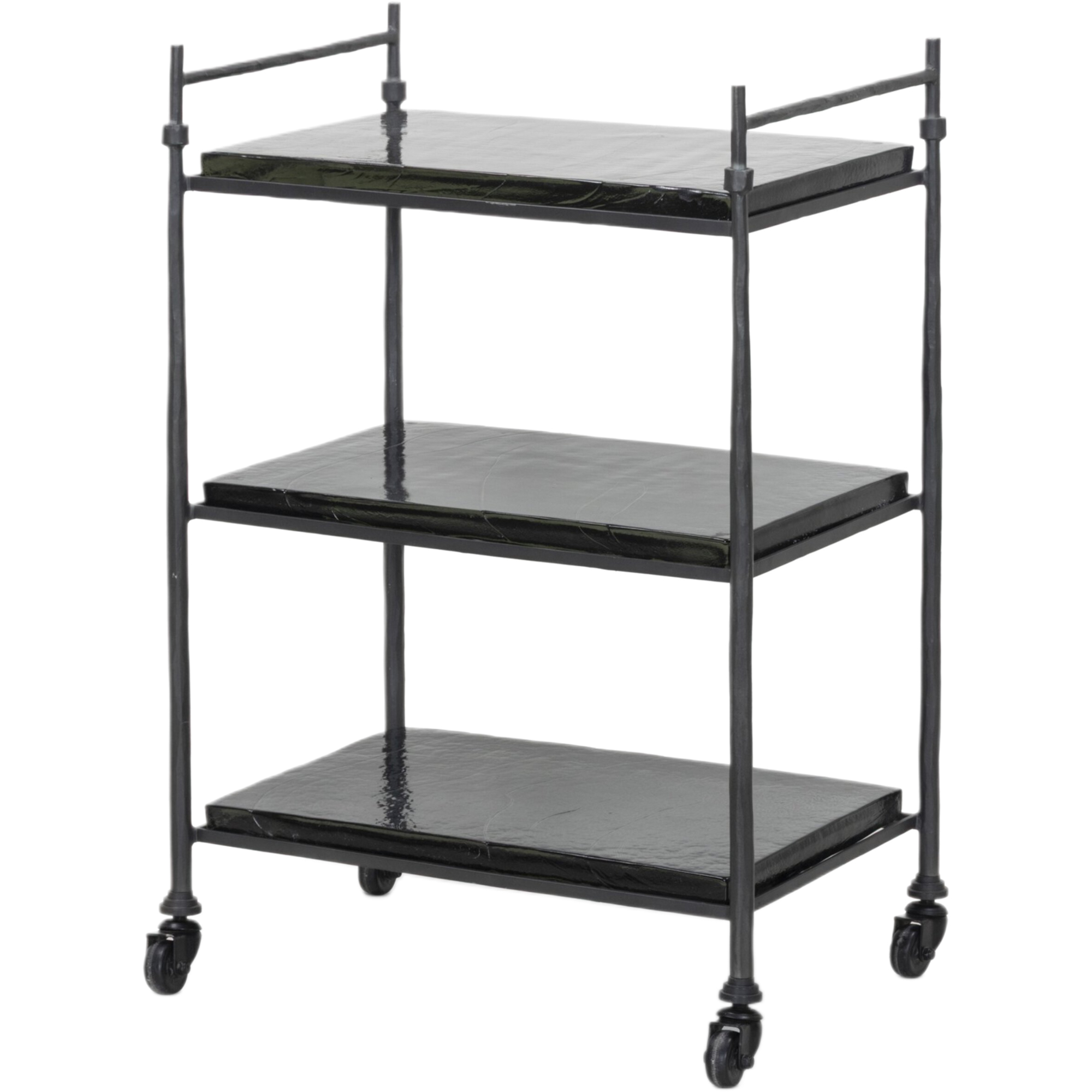 Elva Iron/Cast Glass Bar Cart, Forged Gunmetal