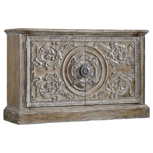 Melange 2-Door Carved Accent Console, Brown