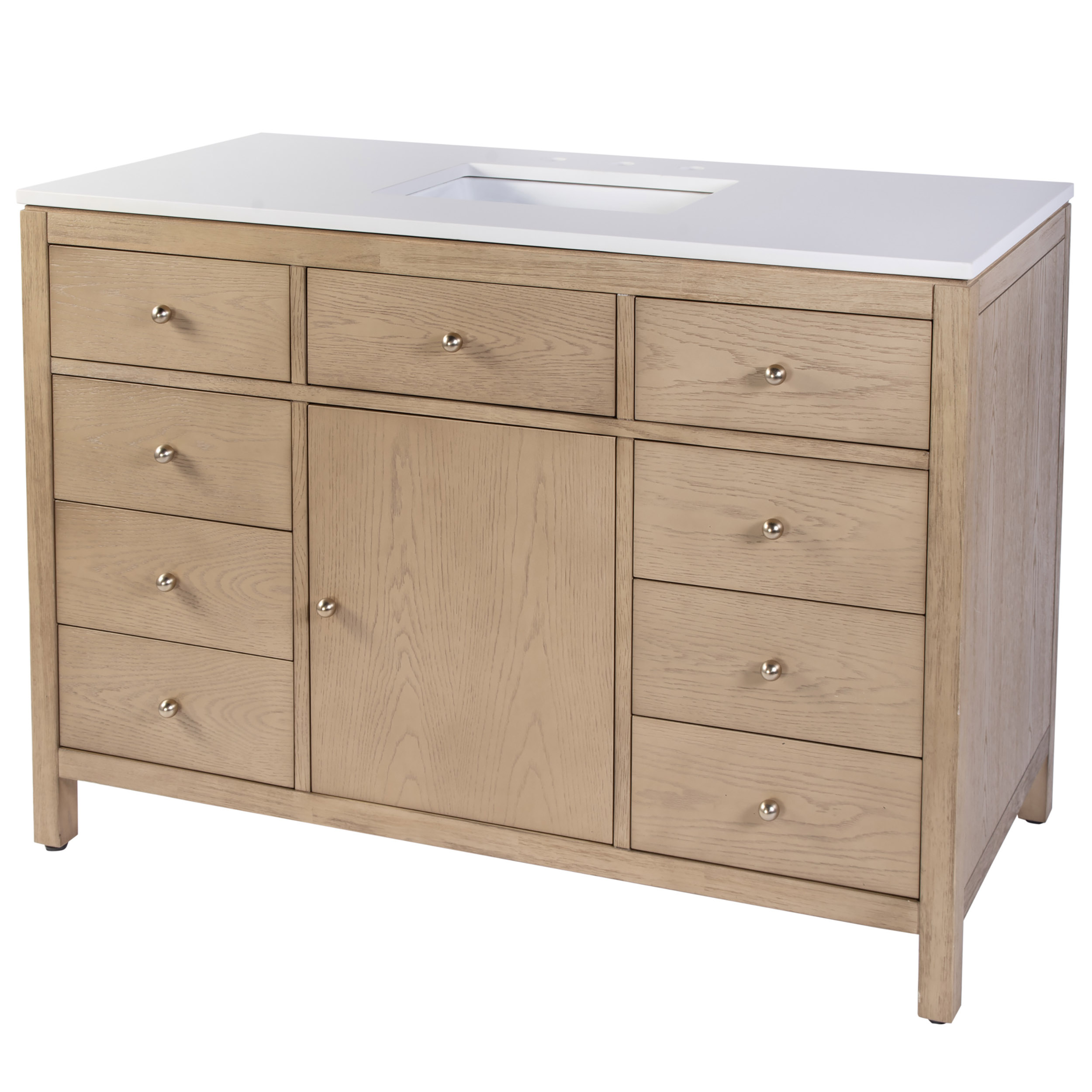 Charlie 48" Quartz Top Single Sink 8-Drawer Bathroom Vanity Set Charlie 48" Quartz Top Single Sink 8-Drawer Bathroom Vanity Set