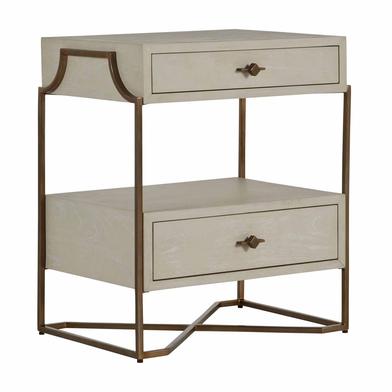 Soma 2-Drawer Mahogany Nightstand, Ivory/Gold