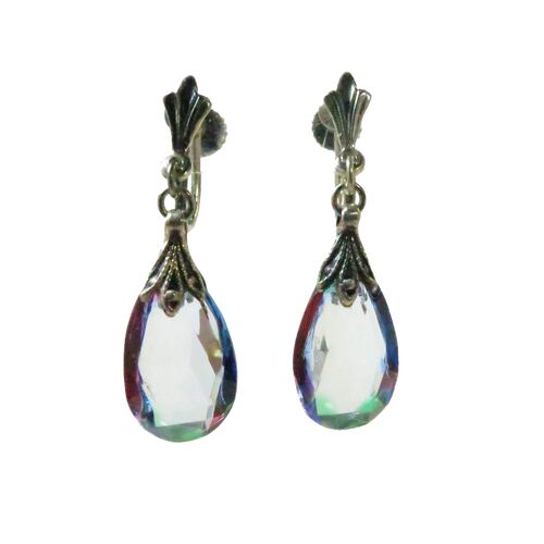 1910s Edwardian Iris Glass Earrings~P77665494