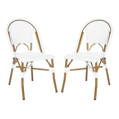 S/2 Salcha Outdoor Bistro Chairs, White~P77587969