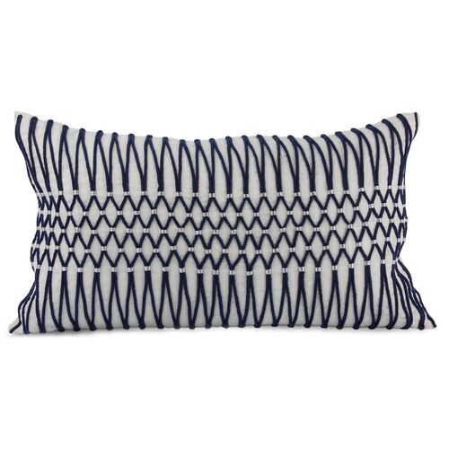 Bay Laurel 14x25 Lumbar Pillow, Navy Linen~P77561131