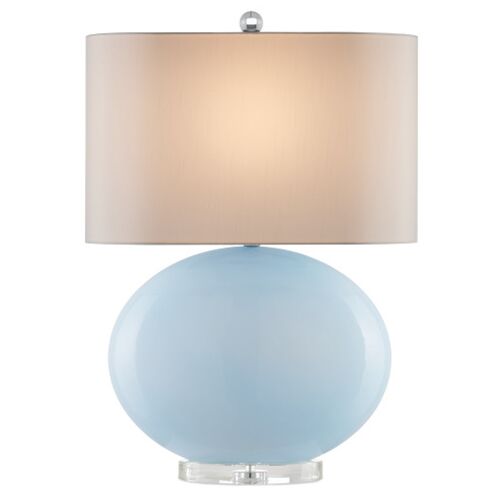 Laconia Glass Table Lamp, Light Blue