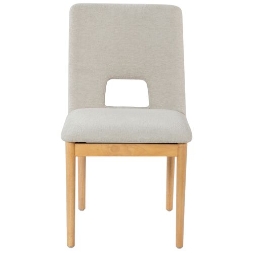 S/2 Fera Boucle Dining Chairs, Beige/Natural