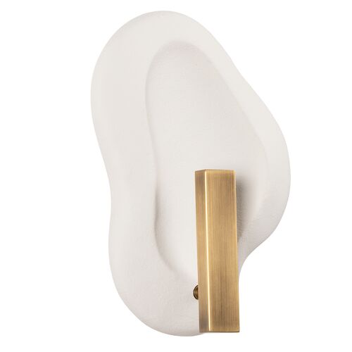 Jura Ceramic Wall Sconce, Patina Brass/Rustic Shell