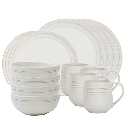 Bilbao 16pc Place Setting, Whitewash