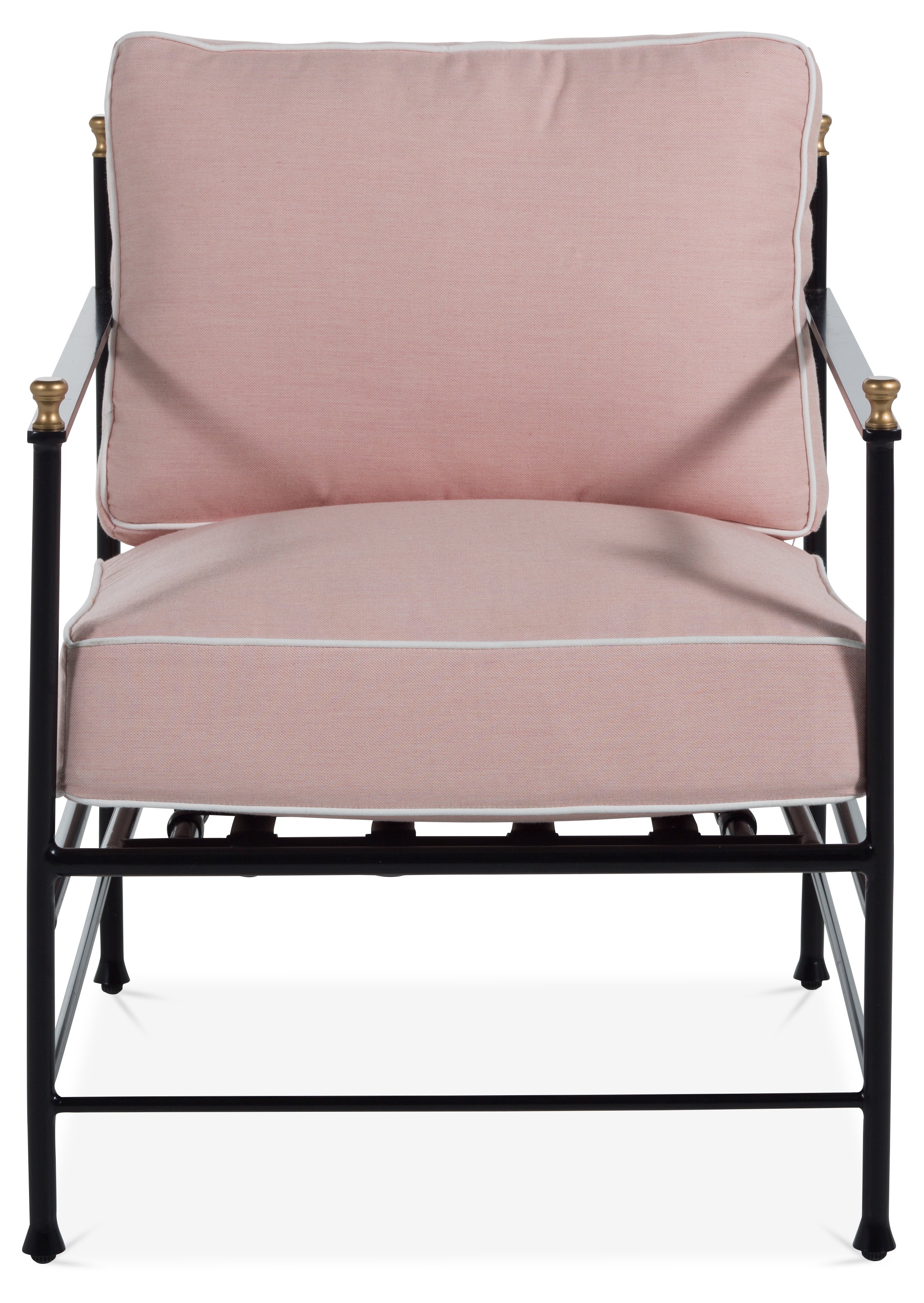 Capitonné moiré chaise lounge in light pink moiré