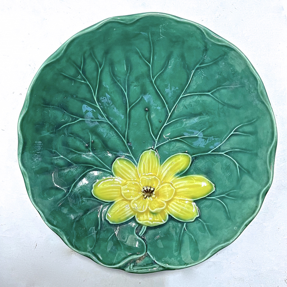 Majolica Water Lily Antique Plate~P77623611