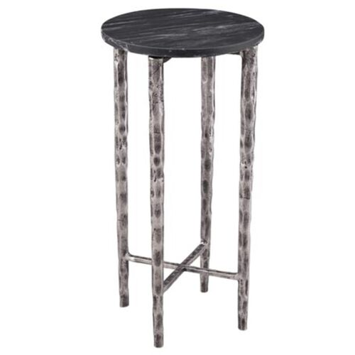 Sam Marble Top Accent Table, Silver/Black Sam Marble Top Accent Table, Silver/Black
